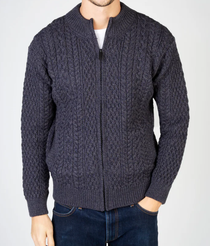 Cardigan Uomo Aran In Pura Lana Merino
