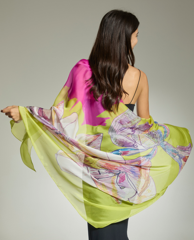Scialle Foulard Leggero 140x140 cm In Mussola Di Pura Seta Di Gelso