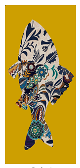 Stola Leggera Estiva In Cotone e Lino 90x200 cm Motivo Pesce Giallo Ocra