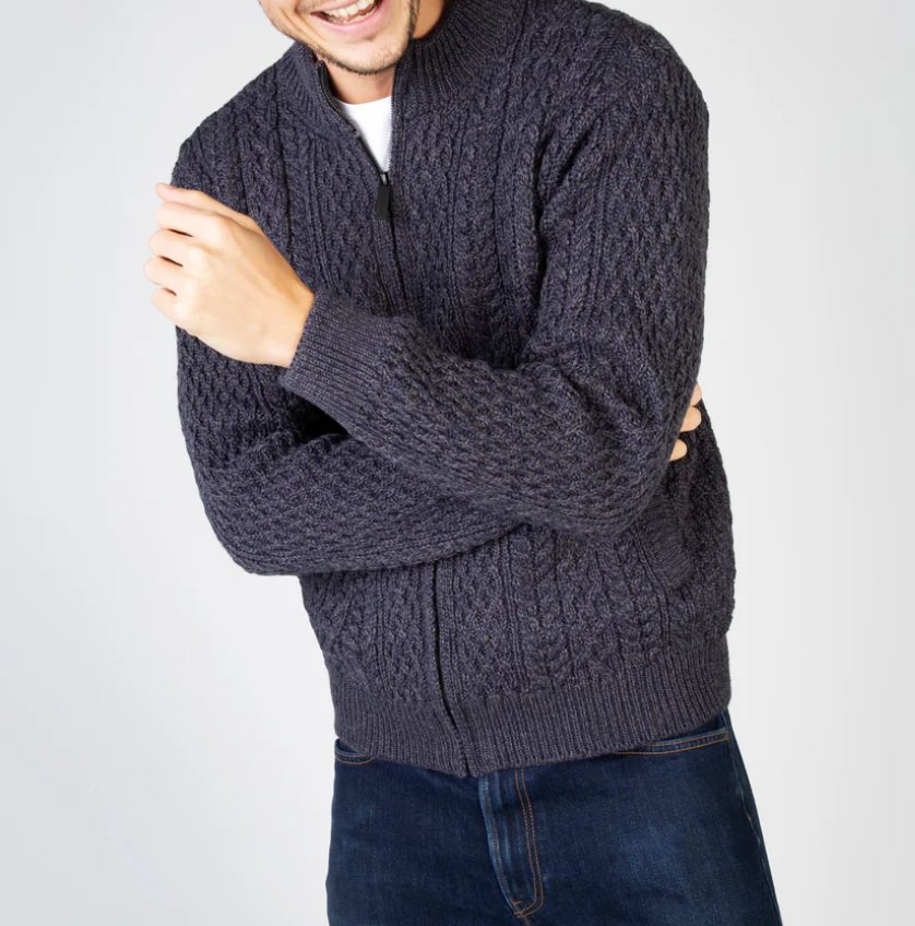 Cardigan Uomo Aran In Pura Lana Merino