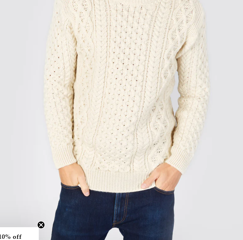 Maglione Unisex Blu Dolcevita Aran Honeycomb Pura Lana