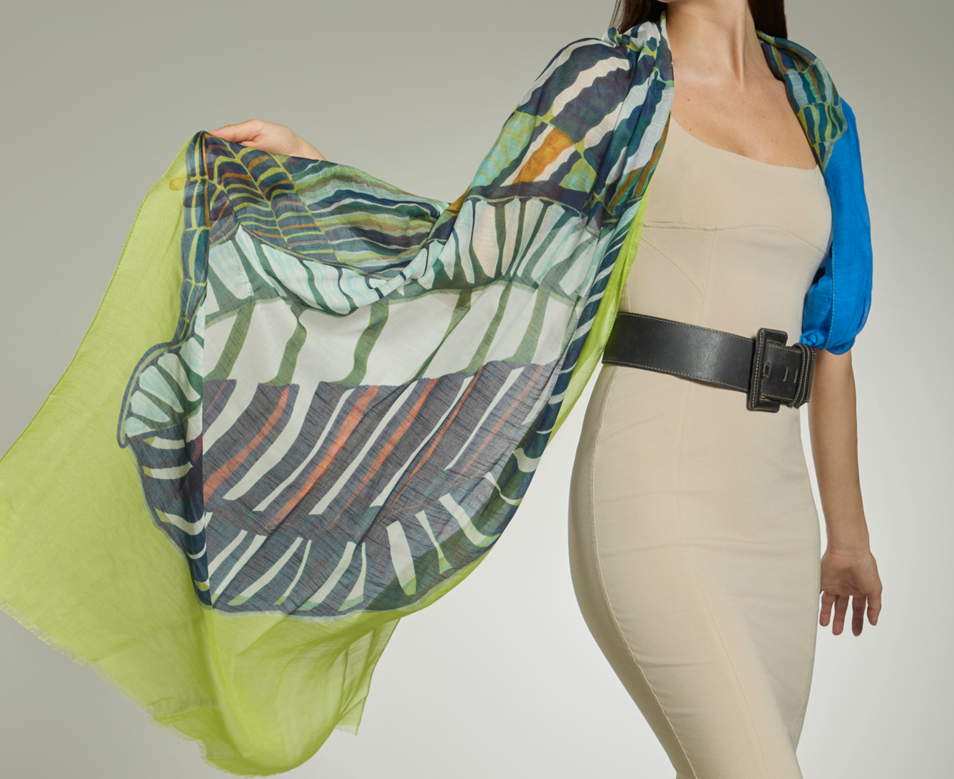 Sciarpa Estiva Unisex  90x200 cm Fantasia Conchiglia