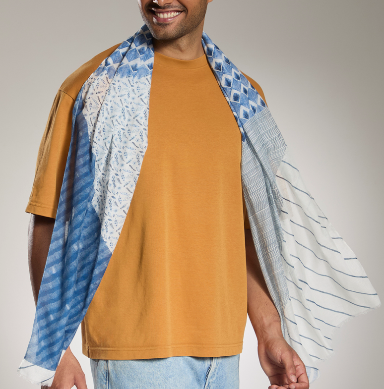 Sciarpa Estiva Unisex 60x180 cm In Cotone E Lino