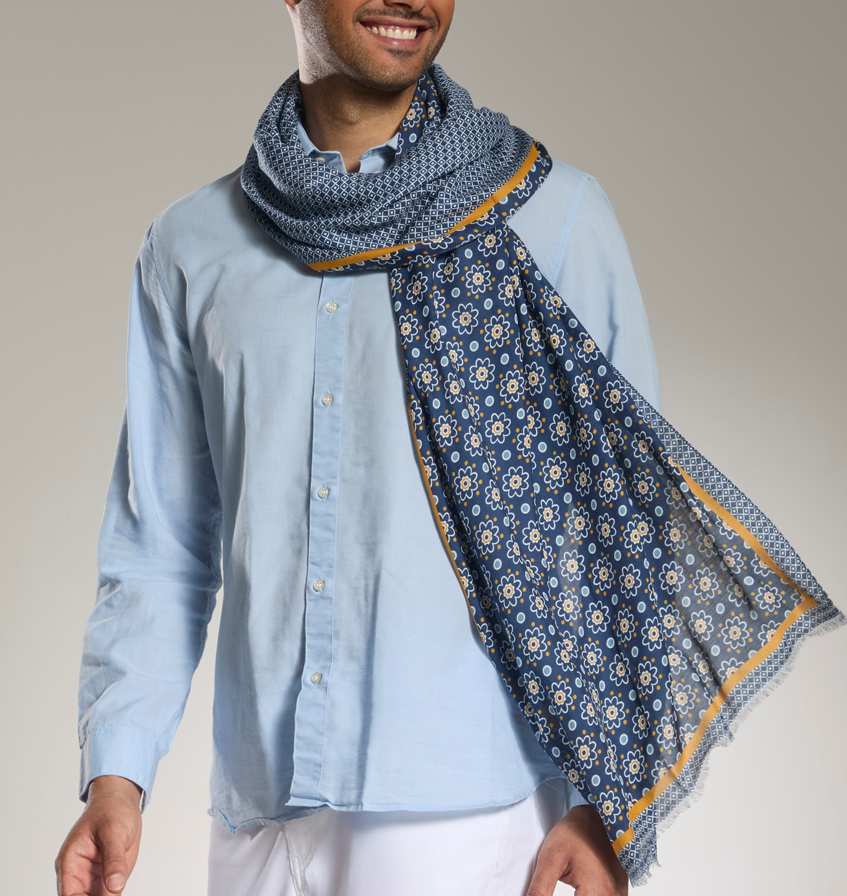 Sciarpa Estiva Unisex 60x180 cm Con Motivo Fiori