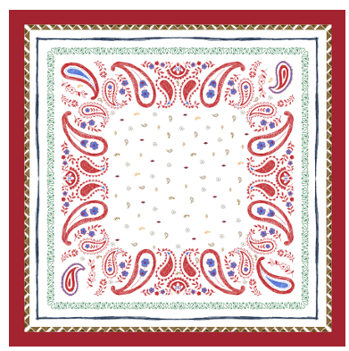 Foulard 70x70 In Puro Cotone Motivo Paisley - Cappelleria Bacca