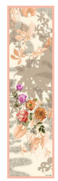 Sciarpa in Pura Seta Georgette Motivo Foglie 45x160 cm