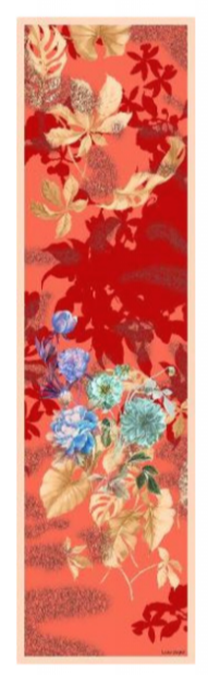 Sciarpa in Pura Seta Georgette Motivo Foglie 45x160 cm