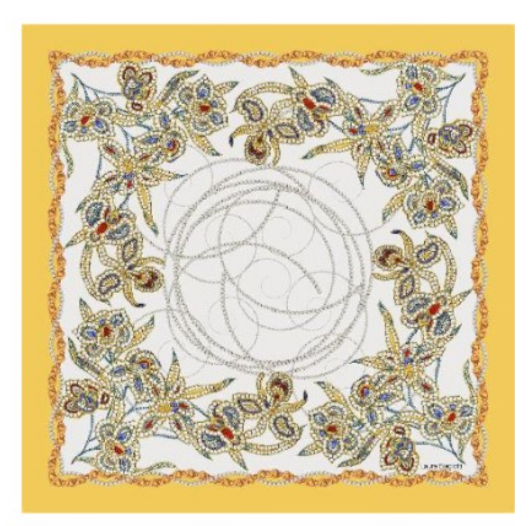 Foulard in Twill di Pura Seta Motivo Fiori Gialli 90x90 cm - Cappelleria Bacca