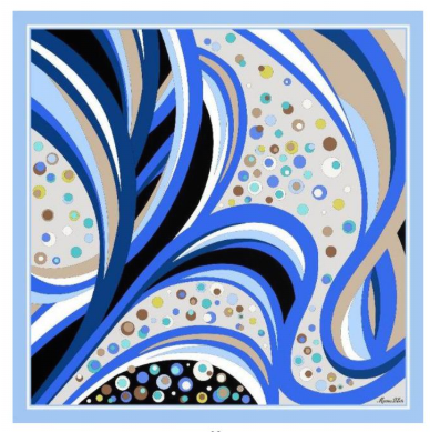 Foulard in Twill di Pura Seta Motivo Fantasia Astratta 70x70 cm