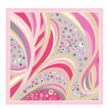 Foulard in Twill di Pura Seta Motivo Fantasia Astratta 70x70 cm