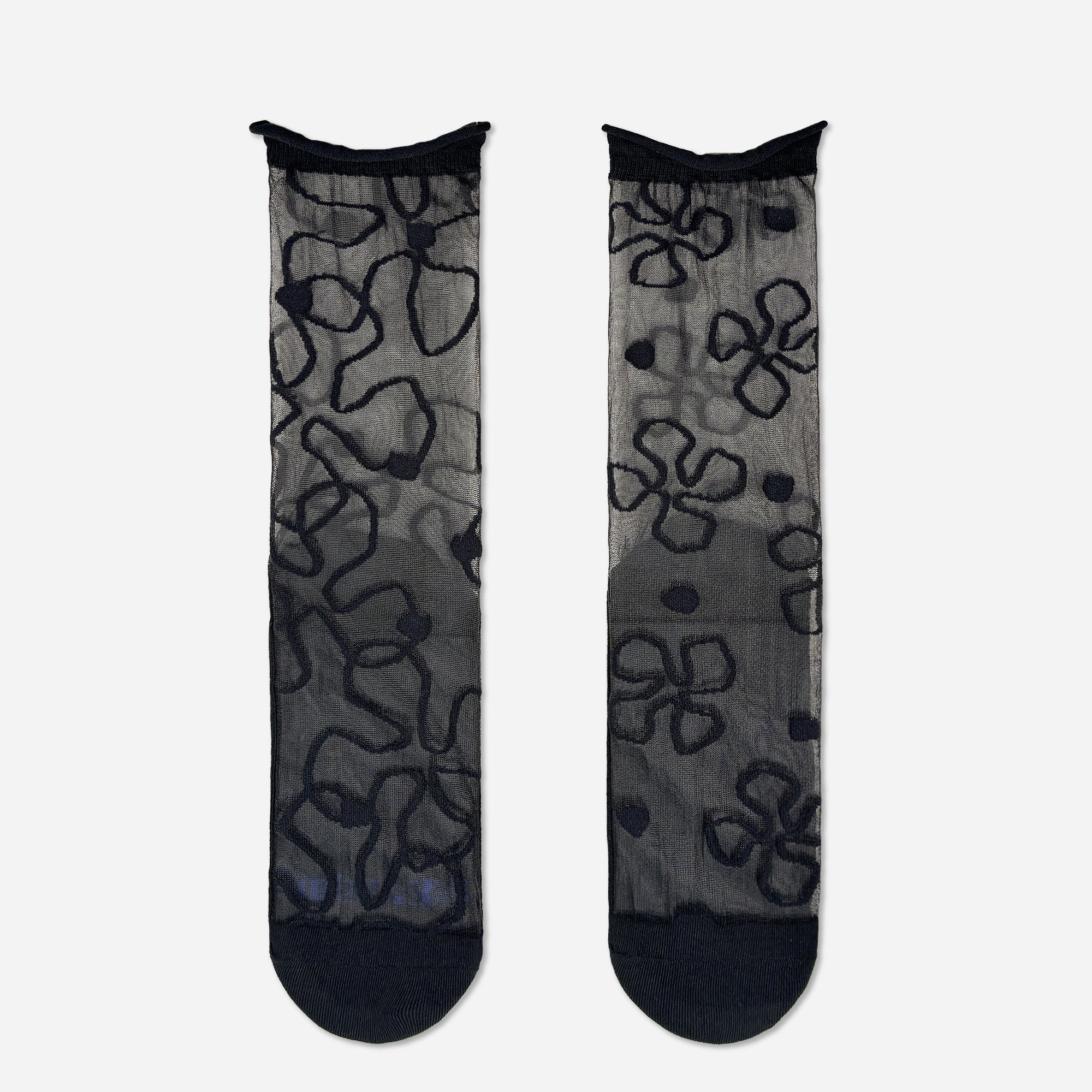 Calzini Da Donna Spaiati In Tulle E Cotone Black Florin - Cappelleria Bacca