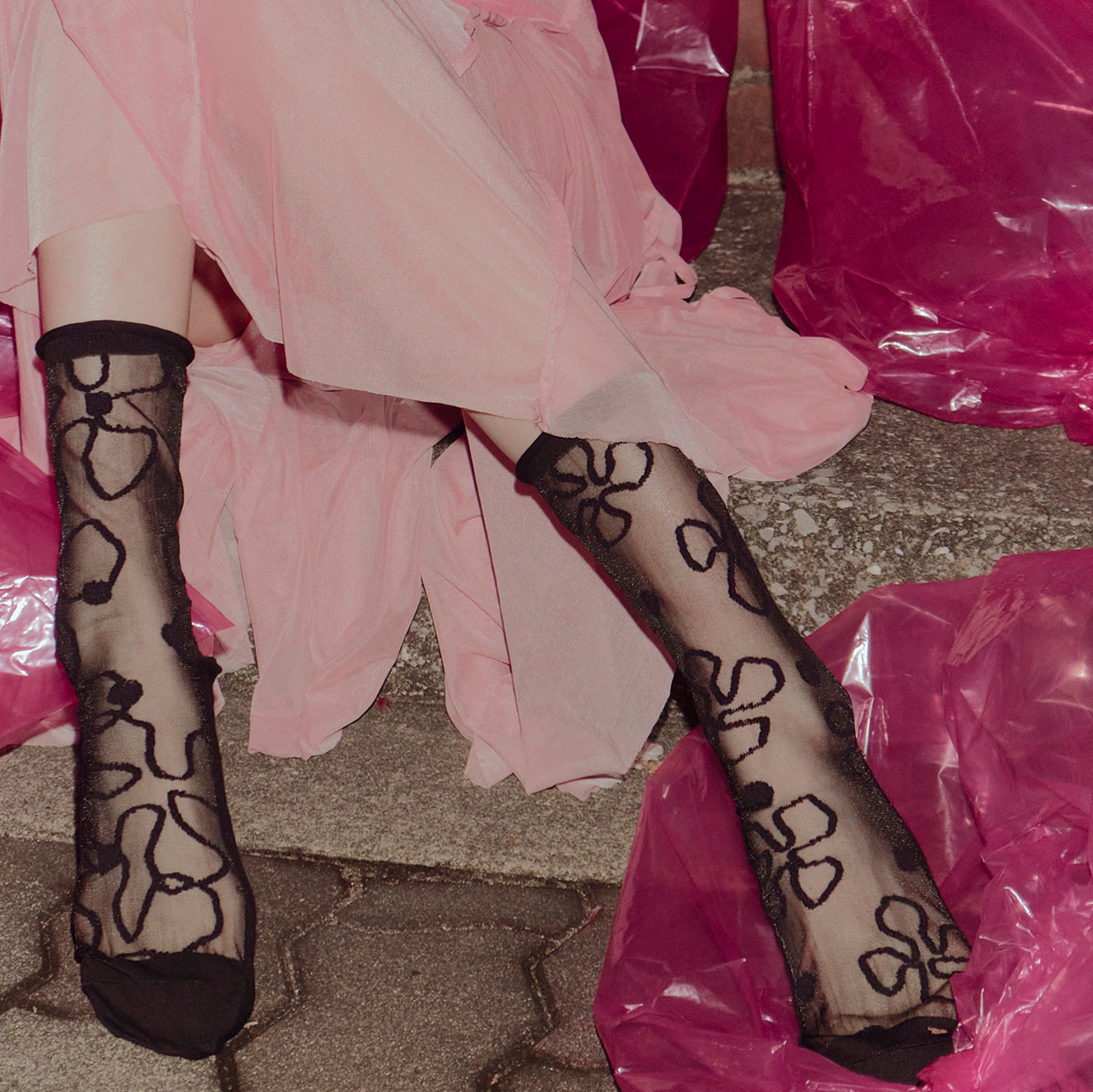 Calzini Da Donna Spaiati In Tulle E Cotone Black Florin - Cappelleria Bacca