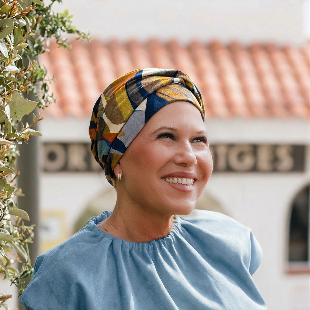 Berretto Turbante Donna In Morbido Bamboo Fantasia  - Per Pelli Sensibili