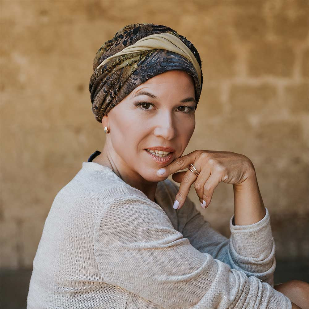 Berretto Turbante Donna In Morbido Bamboo Con Fascia 2 in uno - Per Pelli Sensibili