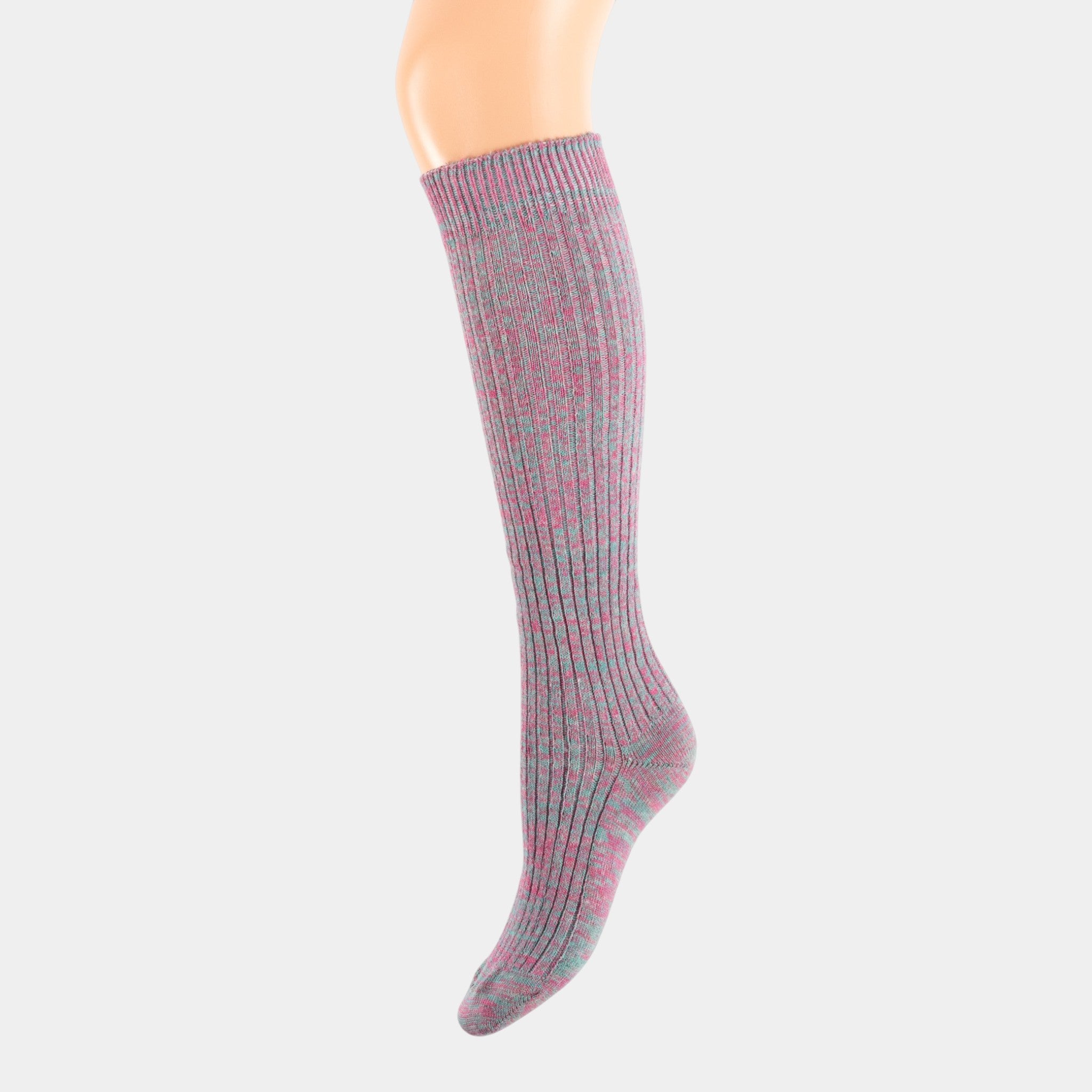 Calzino lungo donna mélange lilla-azzurro cotone