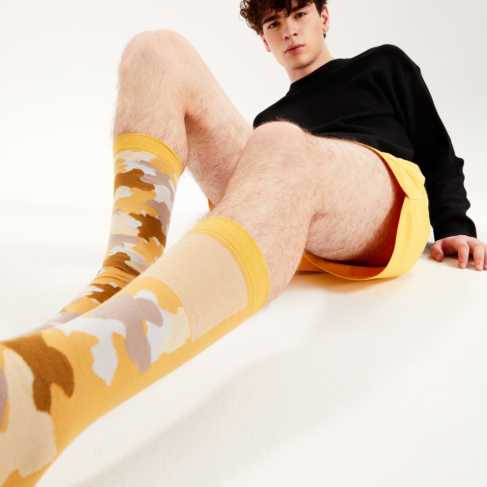 Calzini Spaiati Unisex In Cotone E Modal Motivo Giallo Camouflage - Cappelleria Bacca