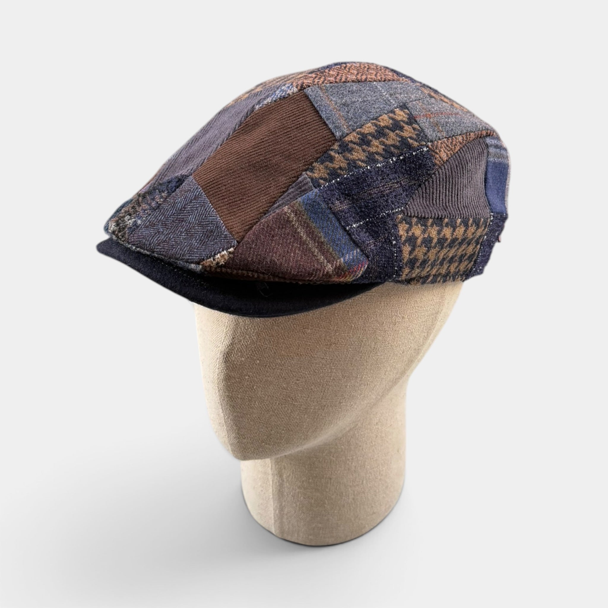 Coppola In Tessuto Di Pura Lana Patchwork Blu - Alfonso D'Este