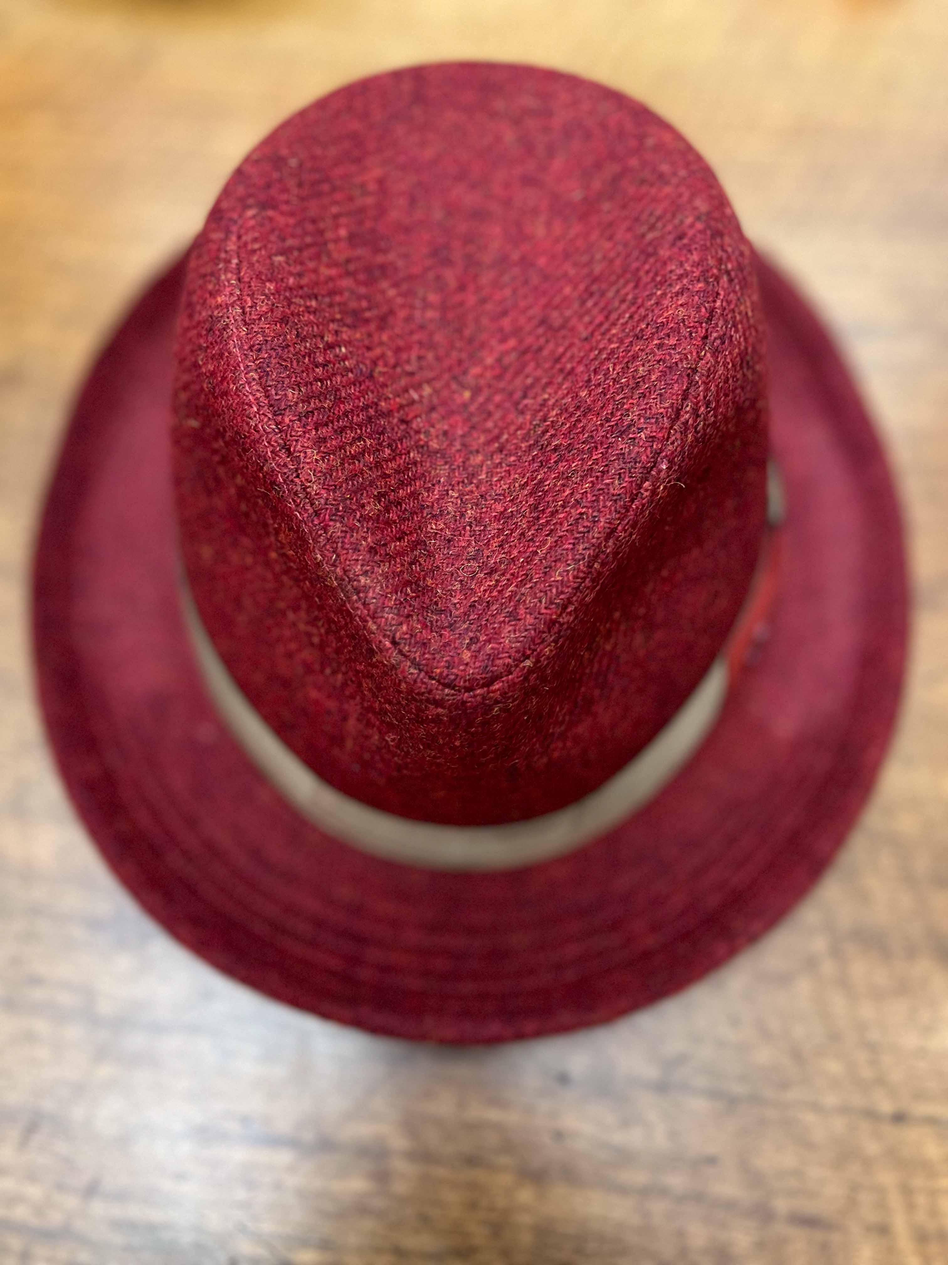 Cappello Fedora Bordeaux In Lana