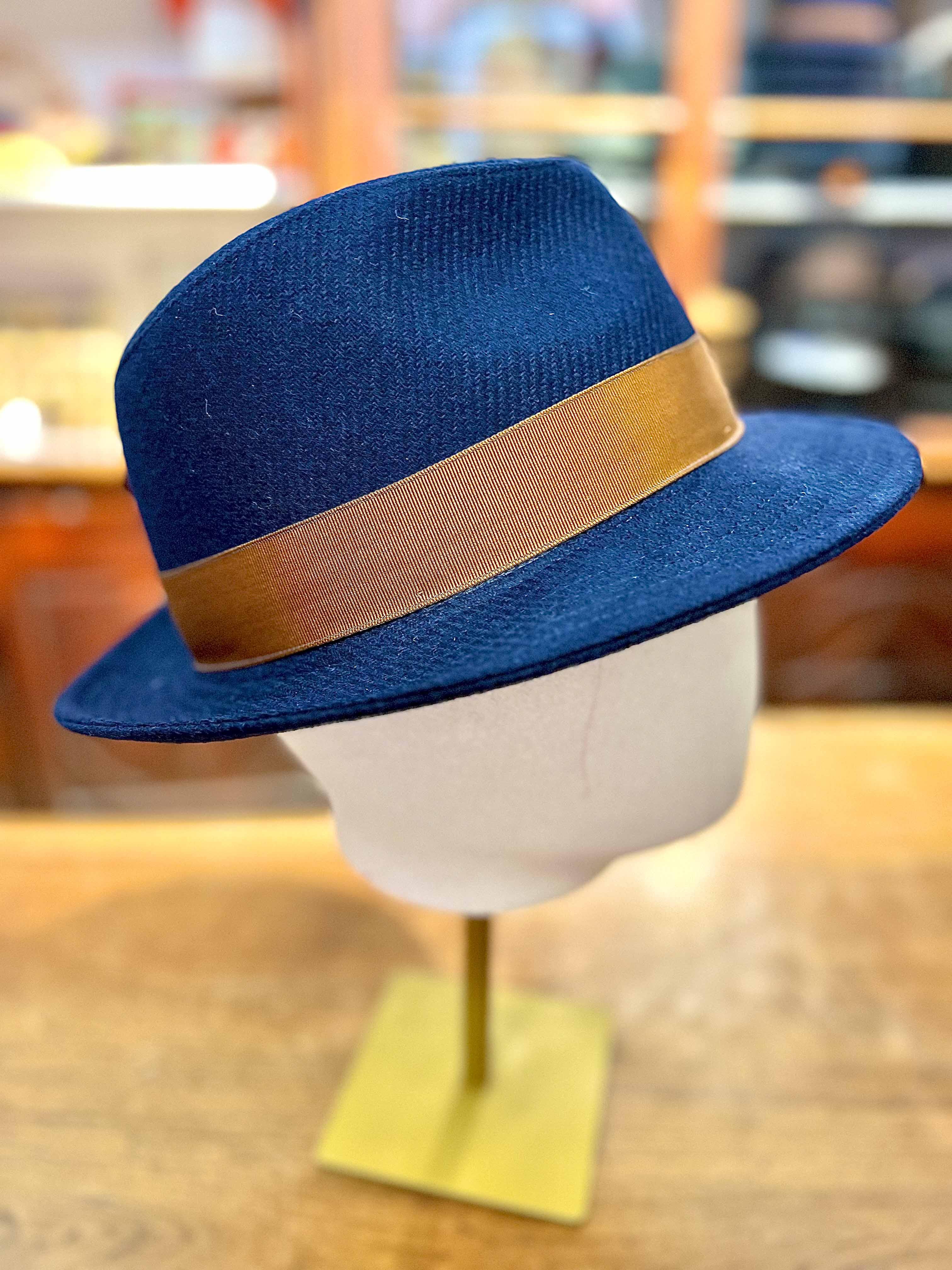 Cappello Fedora blu In Lana