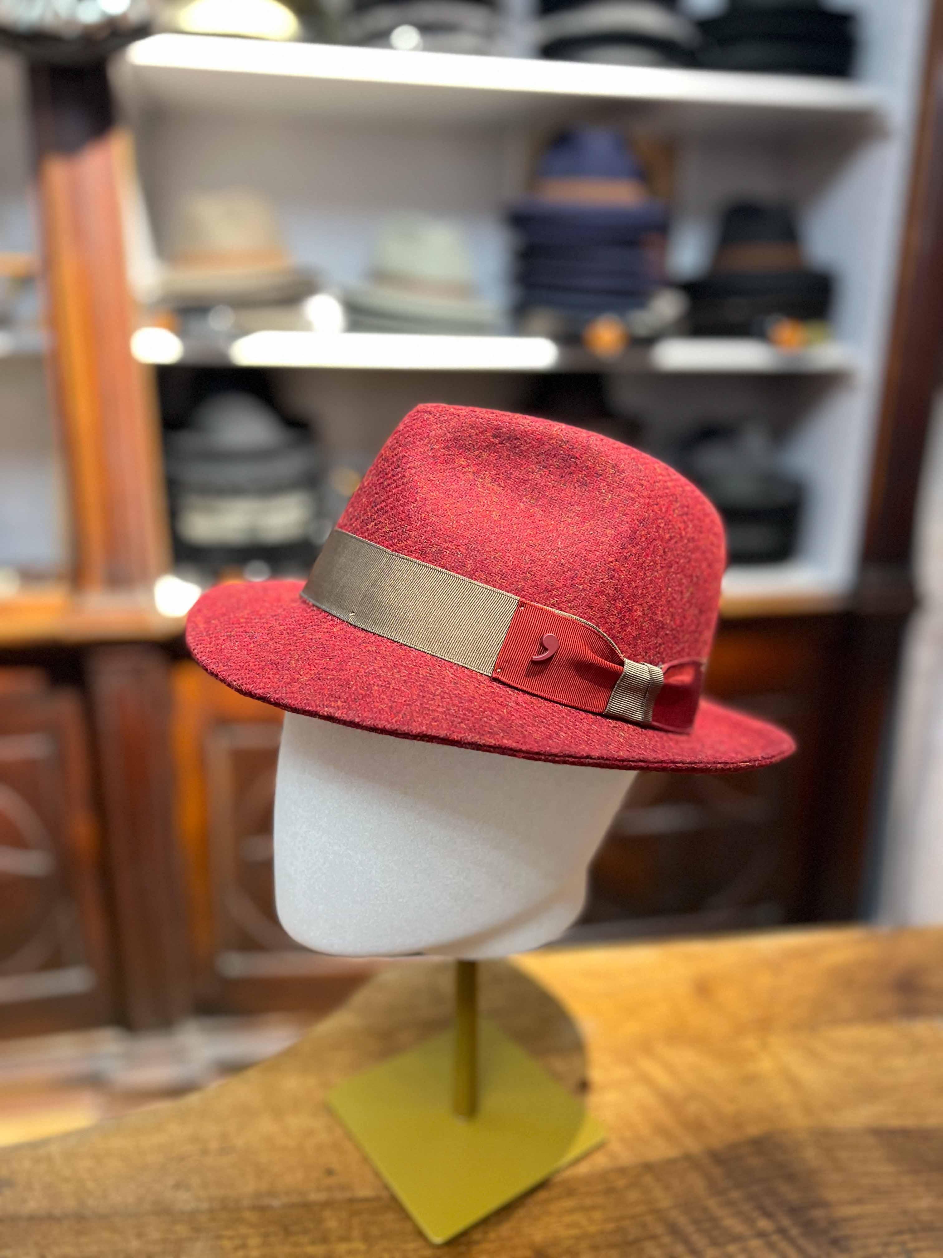 Cappello Fedora Bordeaux In Lana