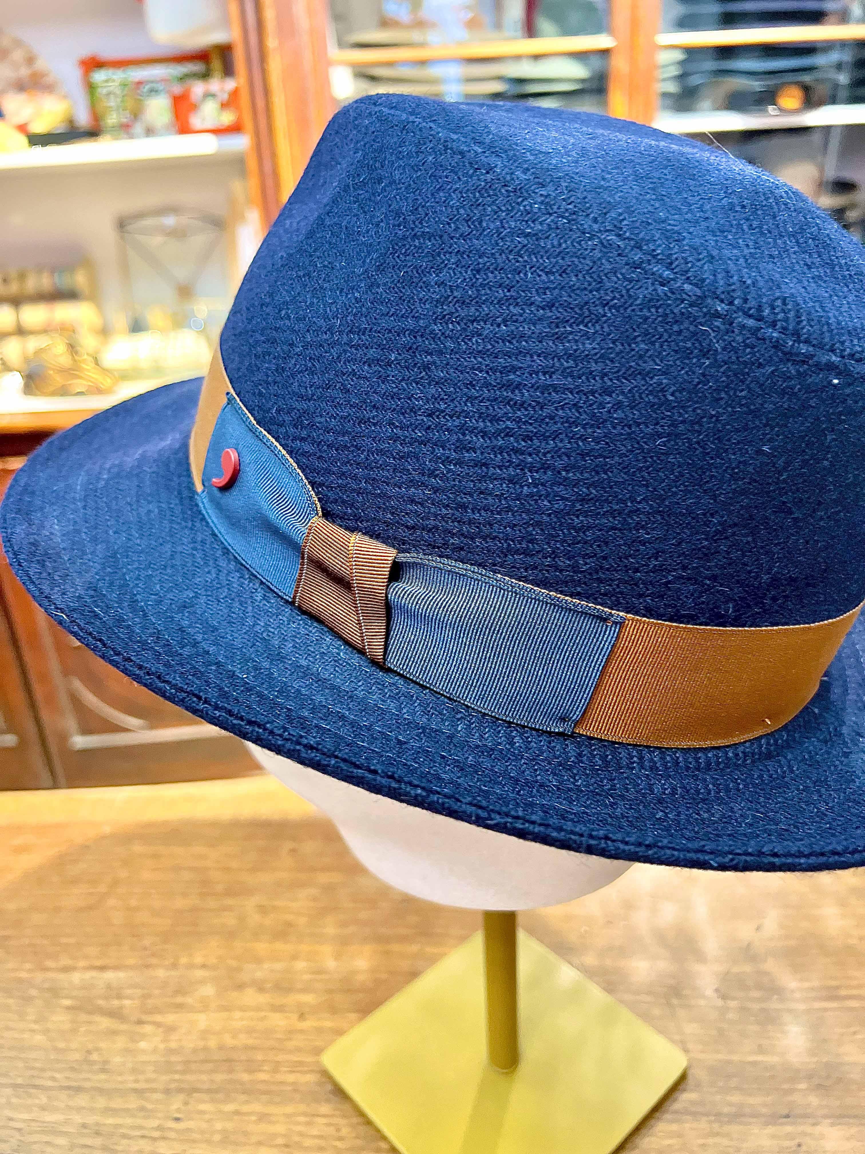 Cappello Fedora blu In Lana