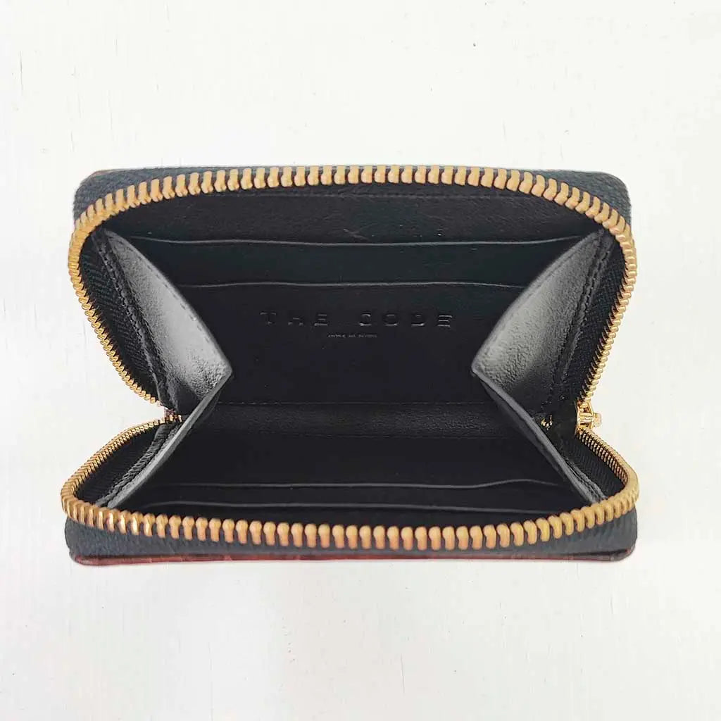 Portafoglio/Portacarte In Vera Pelle Stampa Cocco