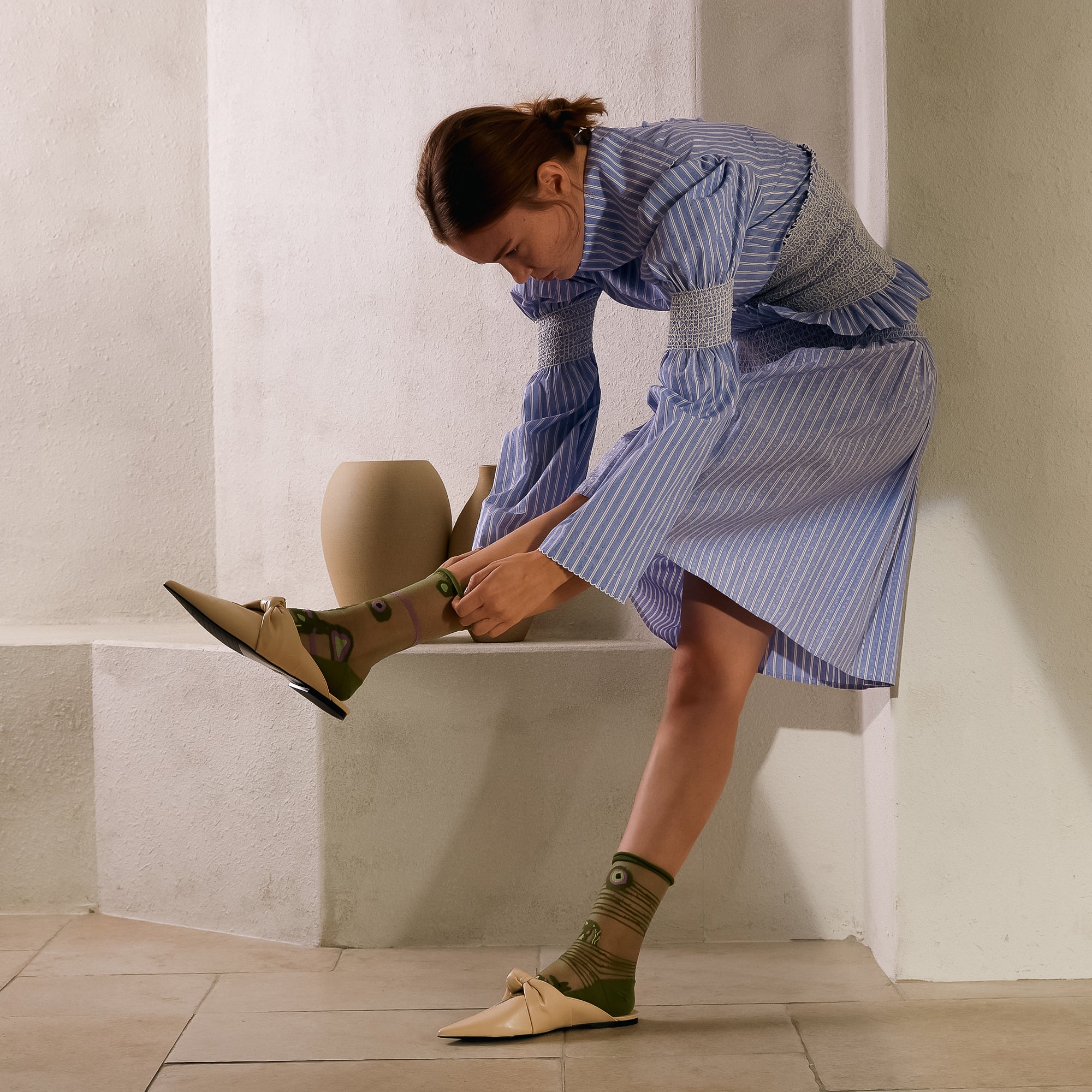 Calzini Spaiati In Cotone E Tulle Fox Tail