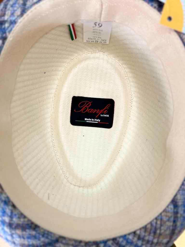 Cappello Trilby Da Uomo In Lino Azzurro