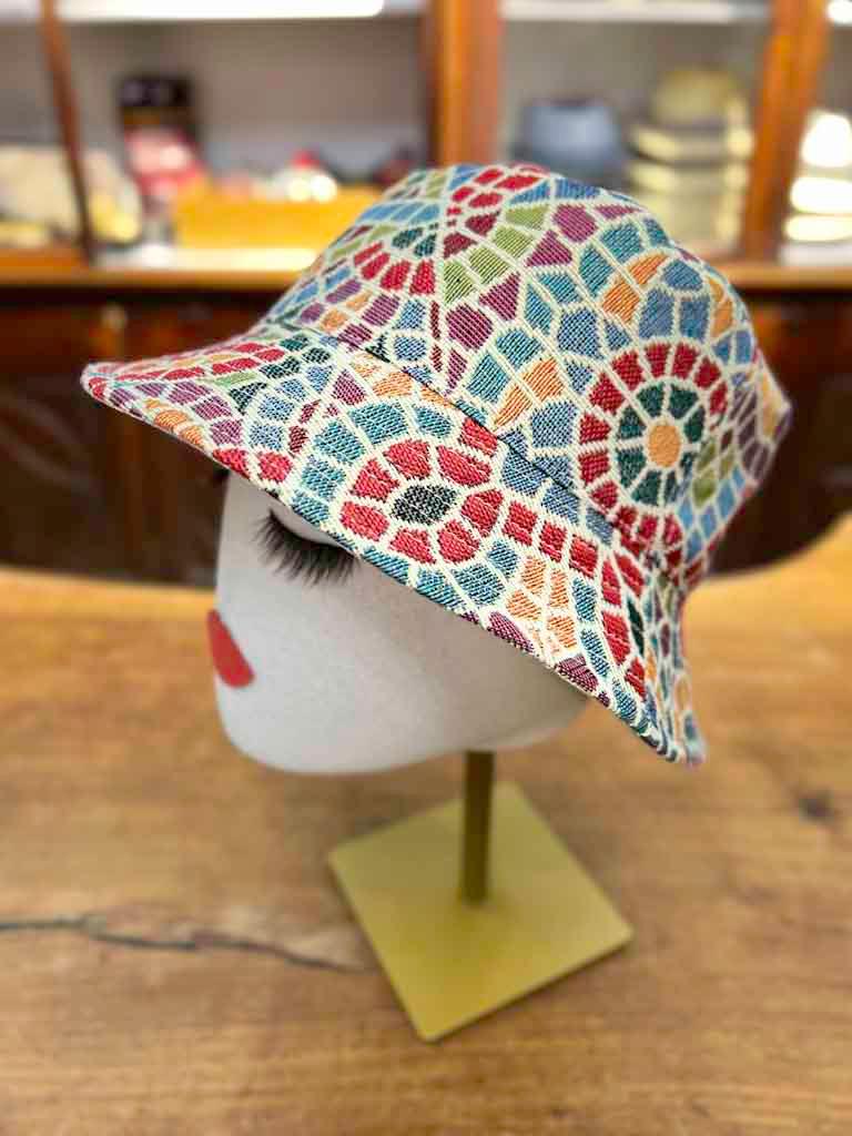 Cappello Bucket Donna In Lino Multicolor Arrotolabile