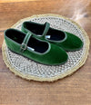 Friulane "Mary Jane" Donna Originali In Velluto verde Kiwi Con Fibbia e laccetto regolabile