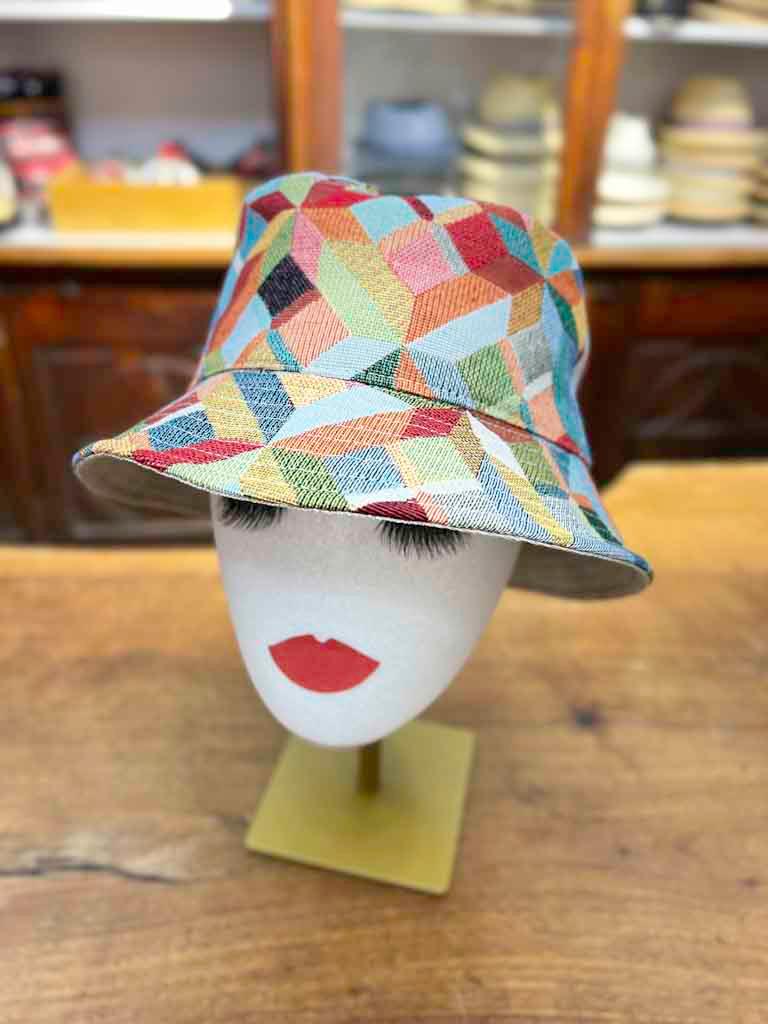 Cappello Bucket Donna In Lino Multicolor Arrotolabile