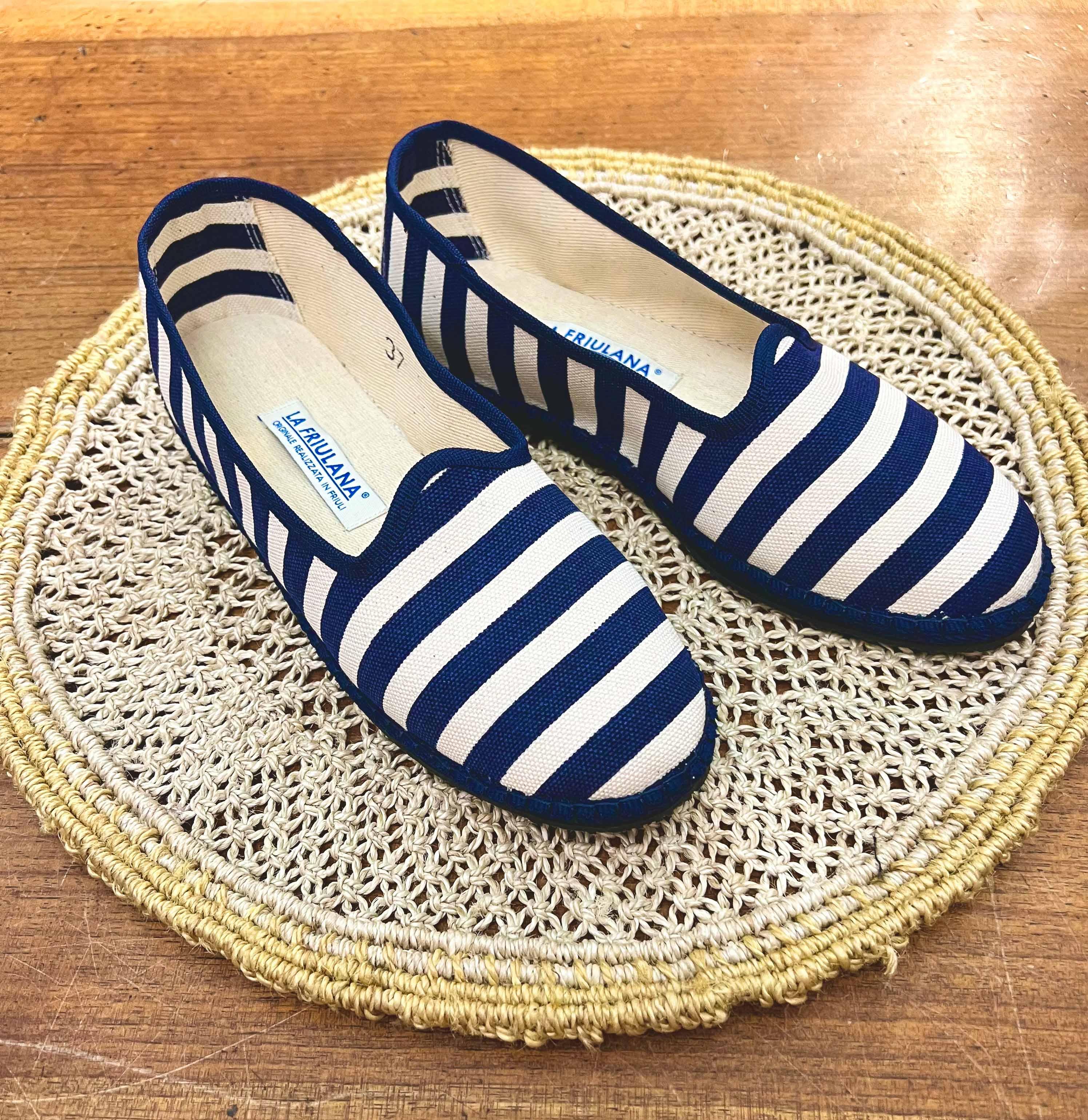 Friulane Scarpe Originali In Cotone Blu A Righe