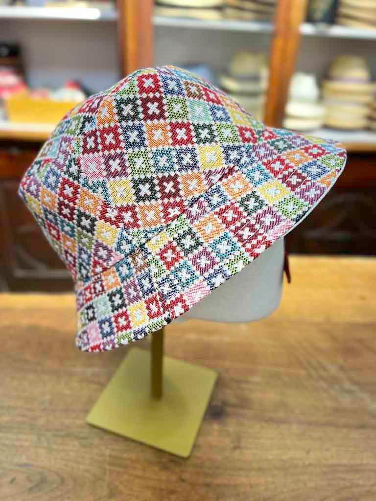 Cappello Bucket Donna In Lino Multicolor Arrotolabile