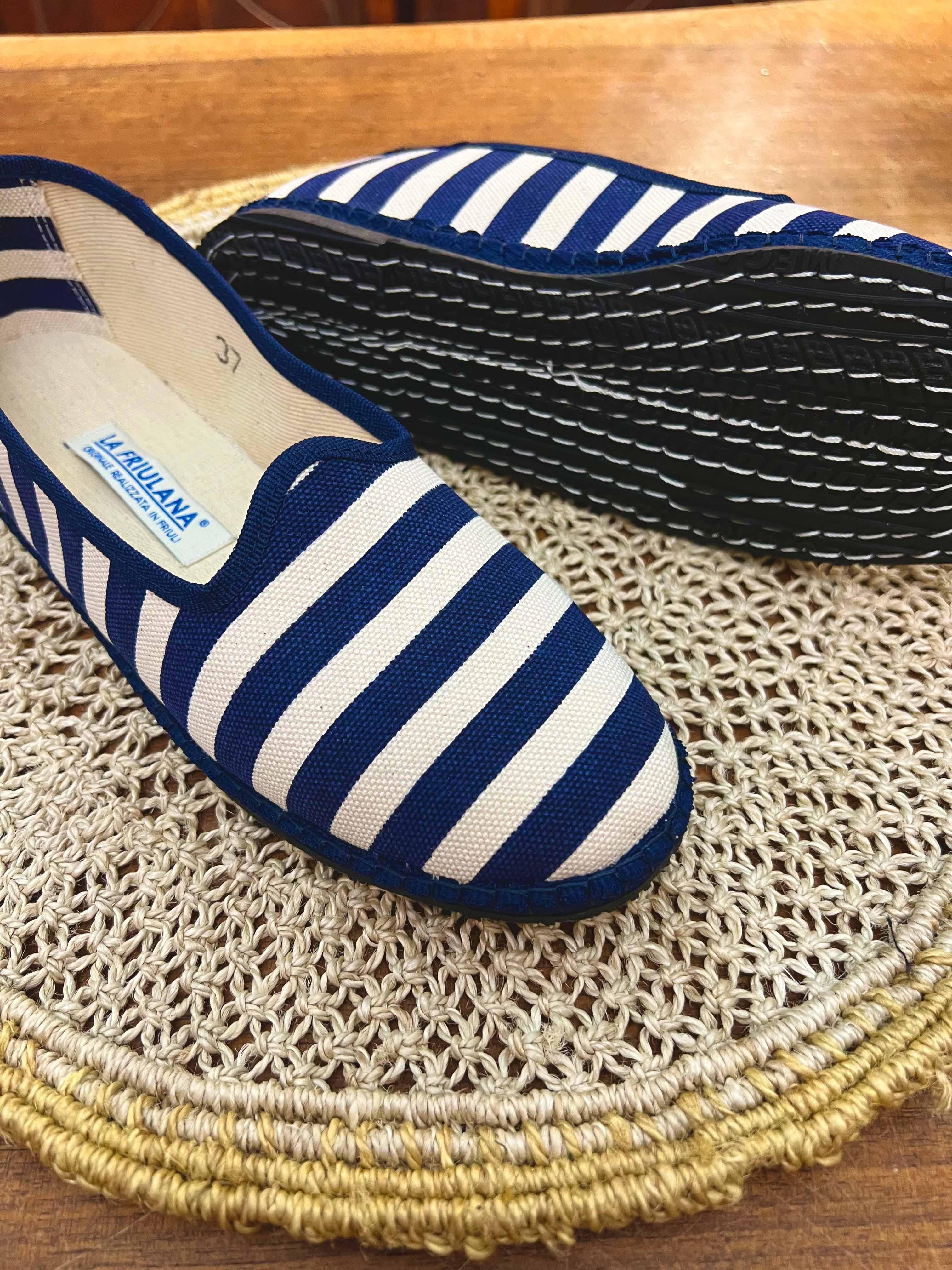 Friulane Scarpe Originali In Cotone Blu A Righe