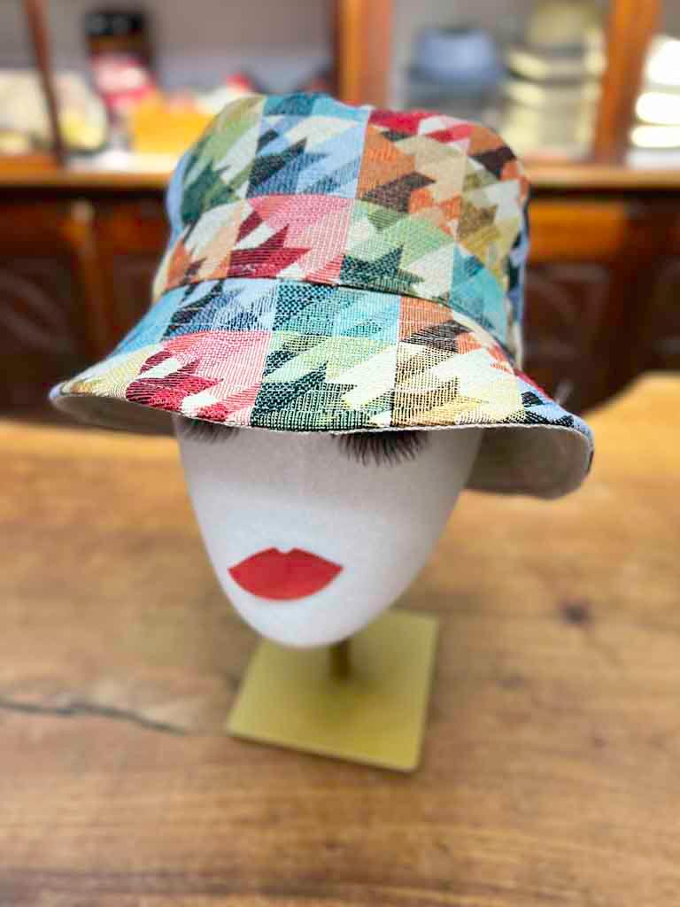 Cappello Bucket Donna In Lino Multicolor Arrotolabile