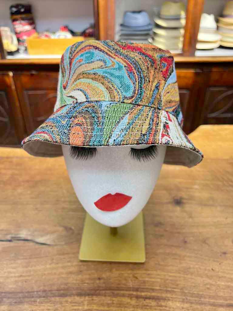 Cappello Bucket Donna In Lino Multicolor Arrotolabile