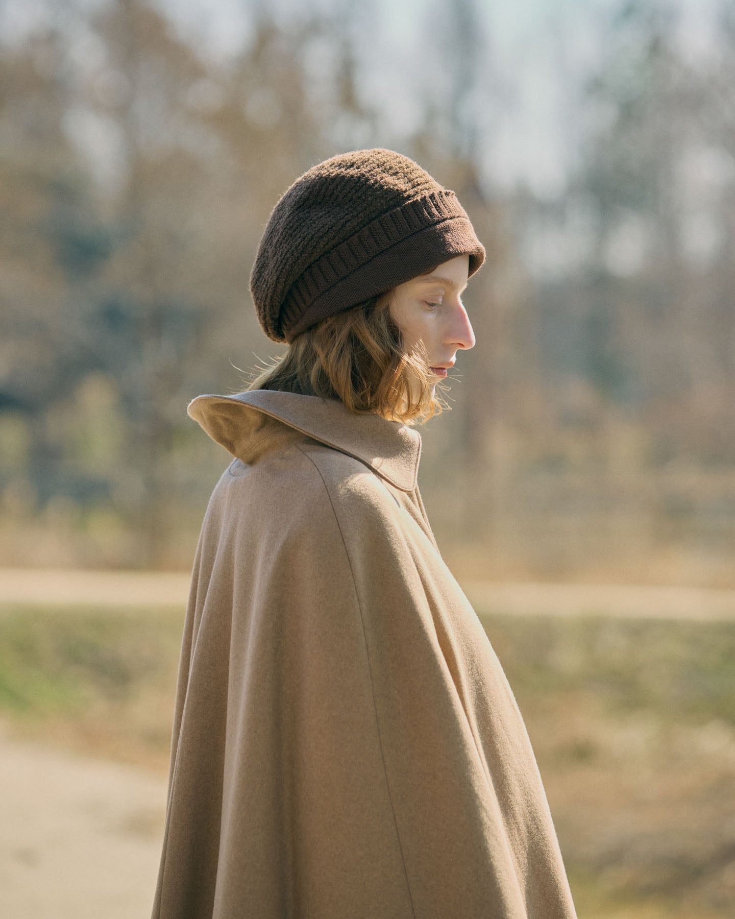 Basco In Tessuto Di Baby Alpaca E Lana Marrone