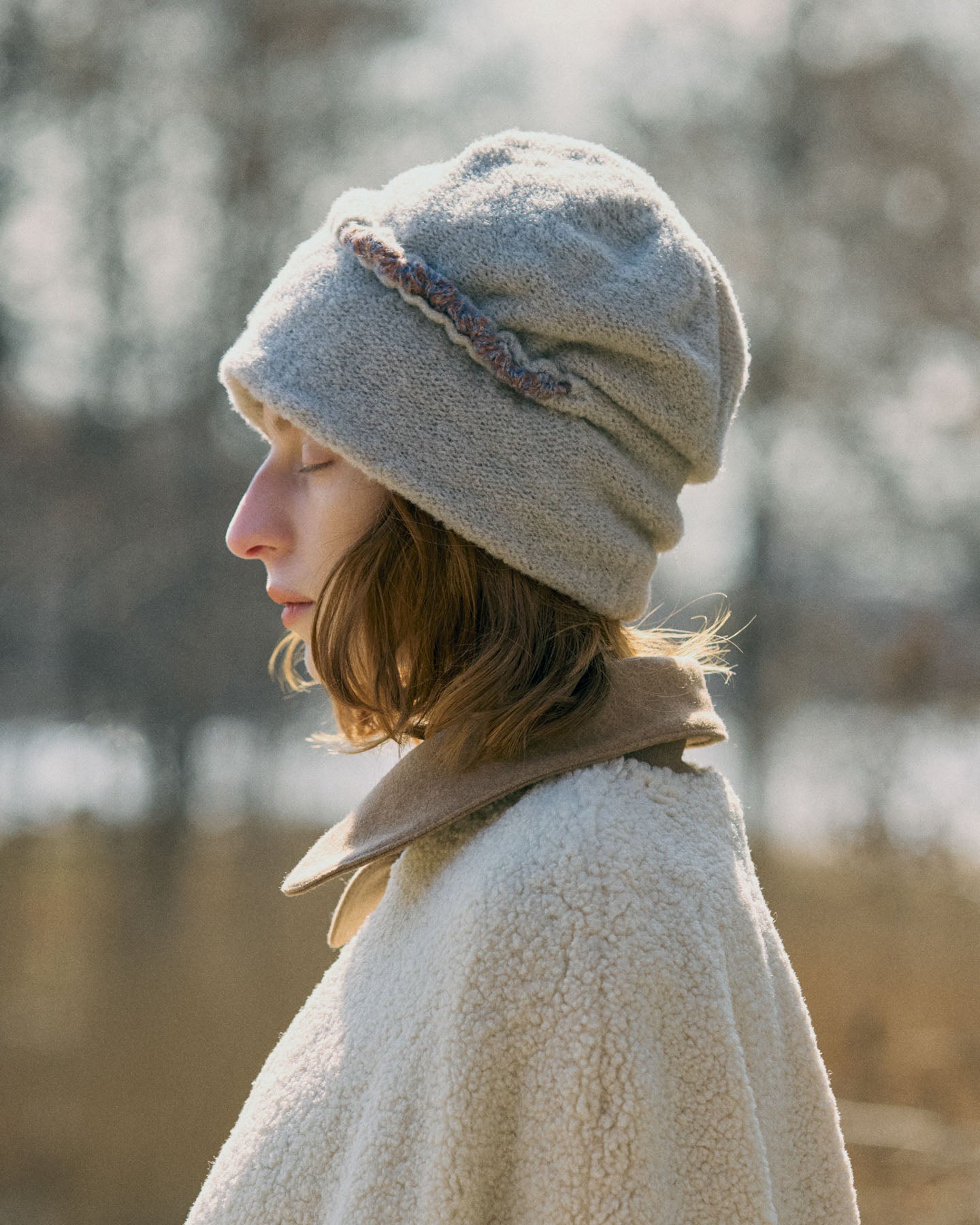 Berretto Beanie Double Face In Maglia Di Lana Con Dettaglio