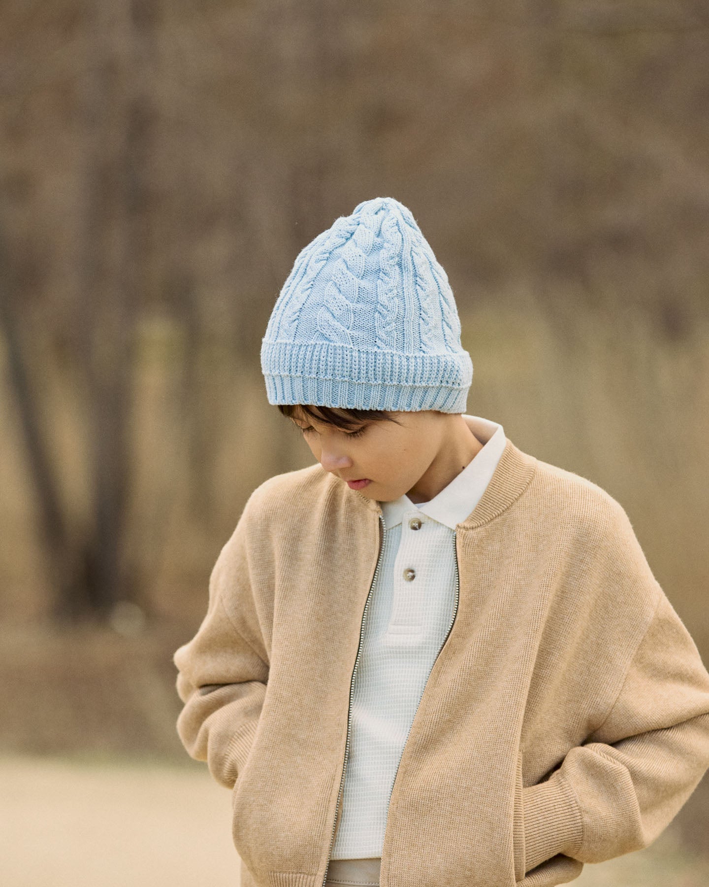 Berretto Beanie In Maglia Di Cotone E Cashmere