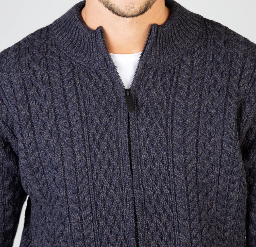 Cardigan Uomo Aran In Pura Lana Merino