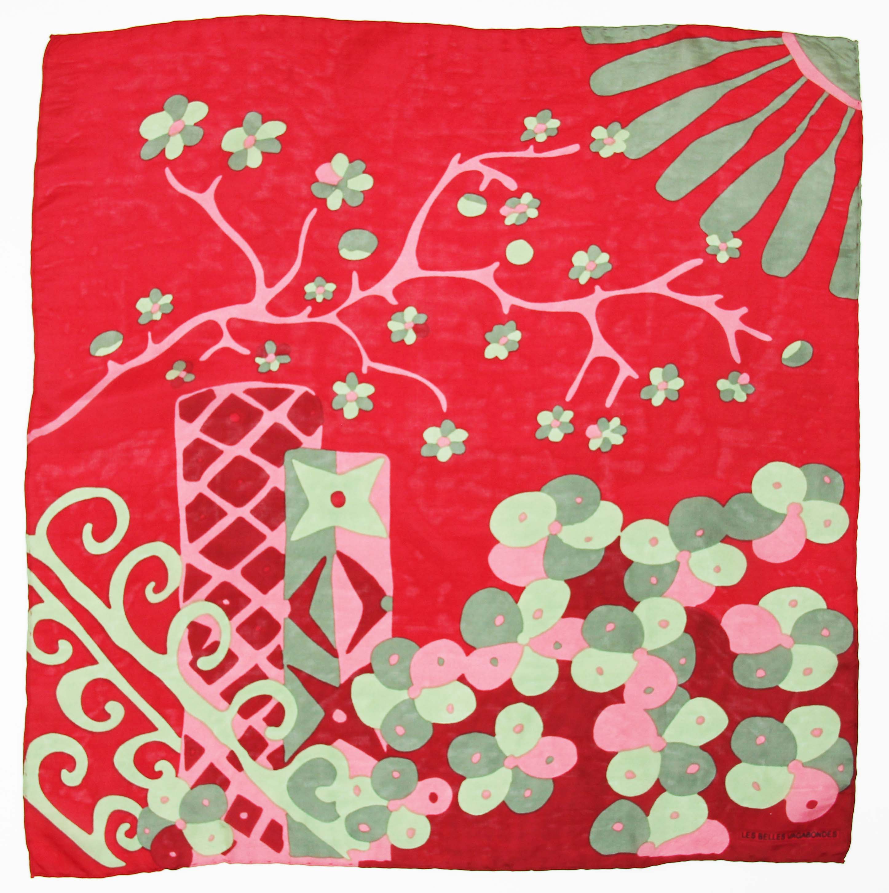 Foulard in Pura Seta 50x50 cm Sakura In Scatola Vintage - Cappelleria Bacca