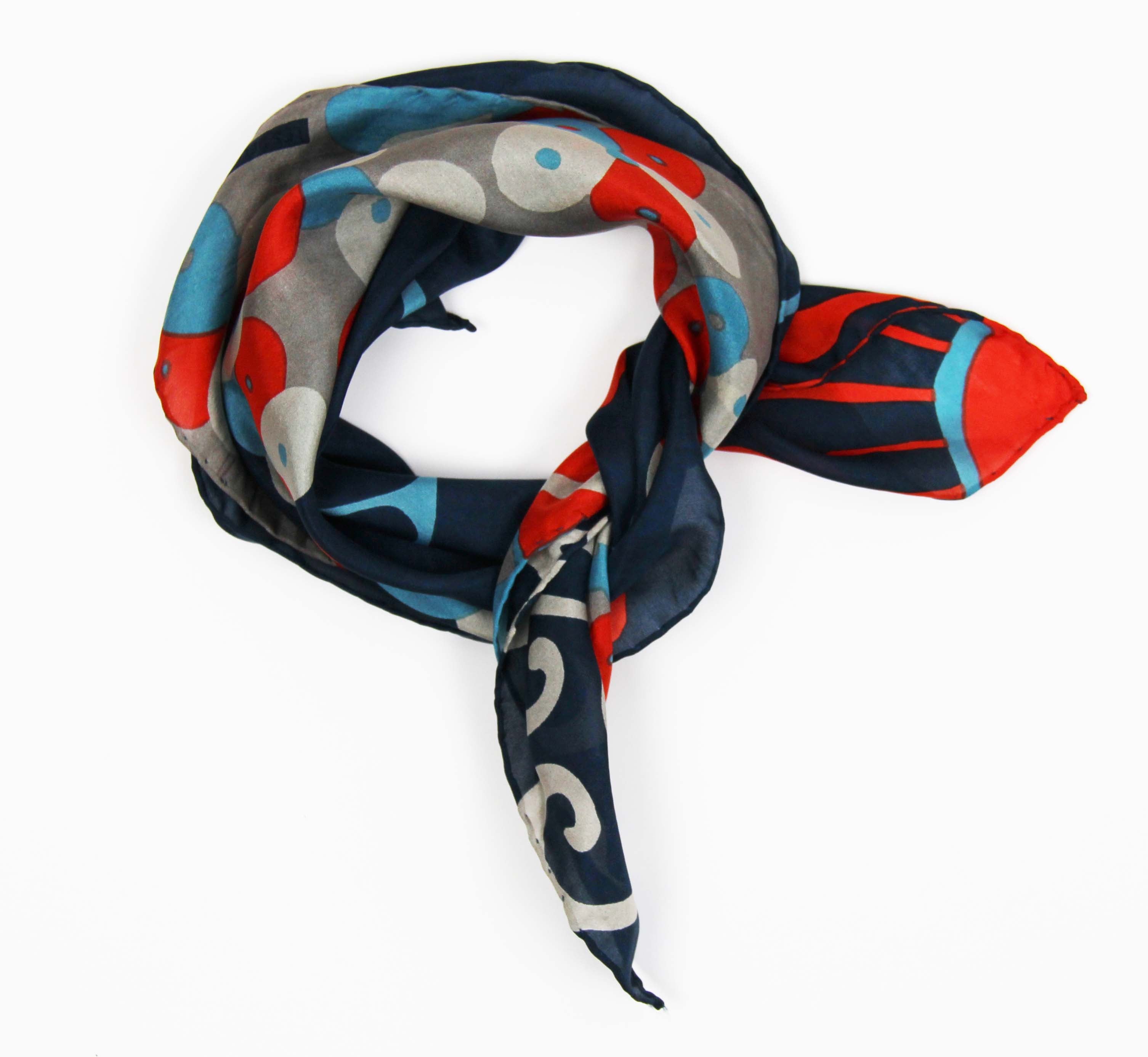 Foulard in Pura Seta 50x50 cm Sakura In Scatola Vintage