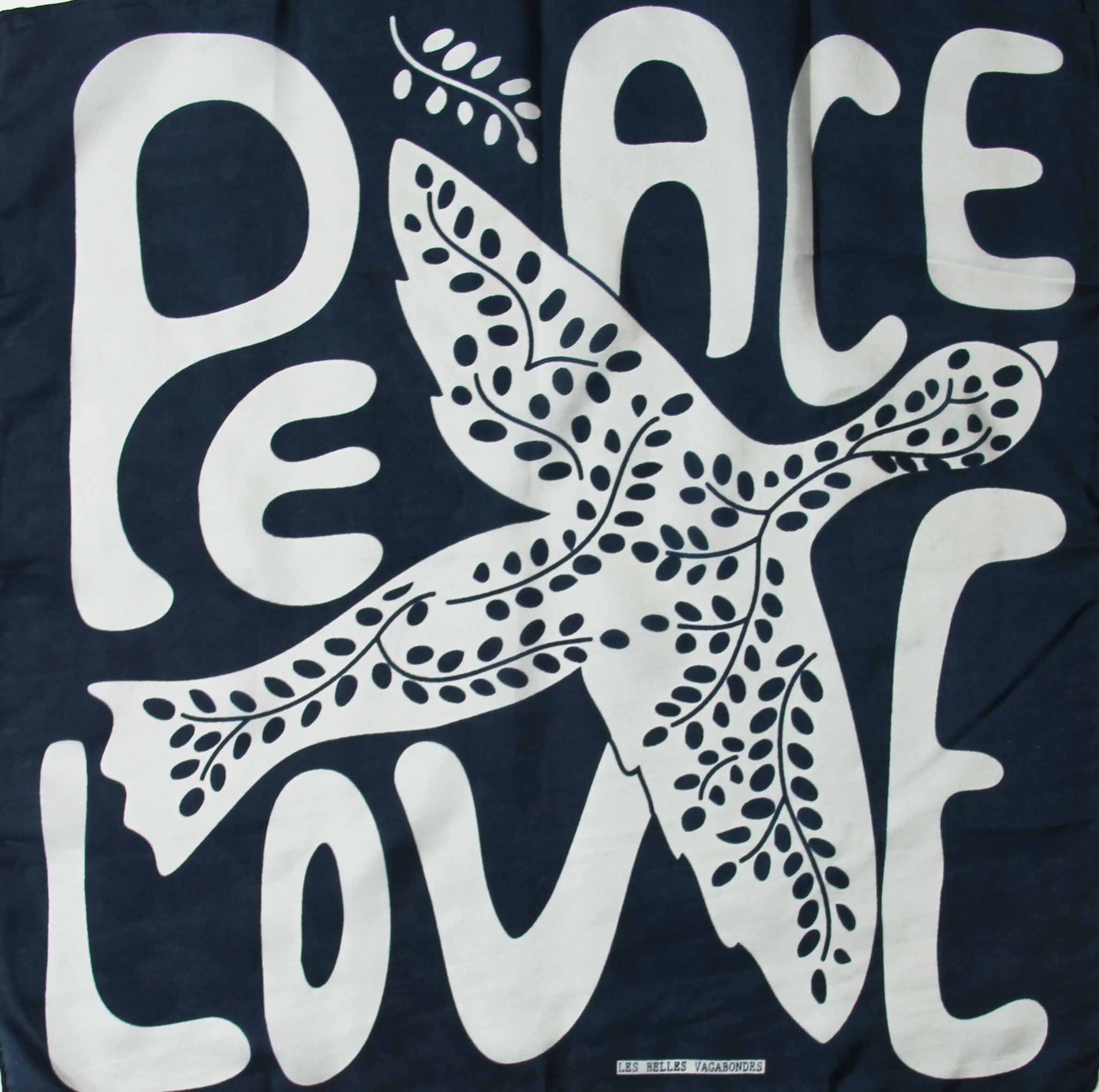 Foulard in Pura Seta 50x50 cm Peace And Love In Scatola Vintage