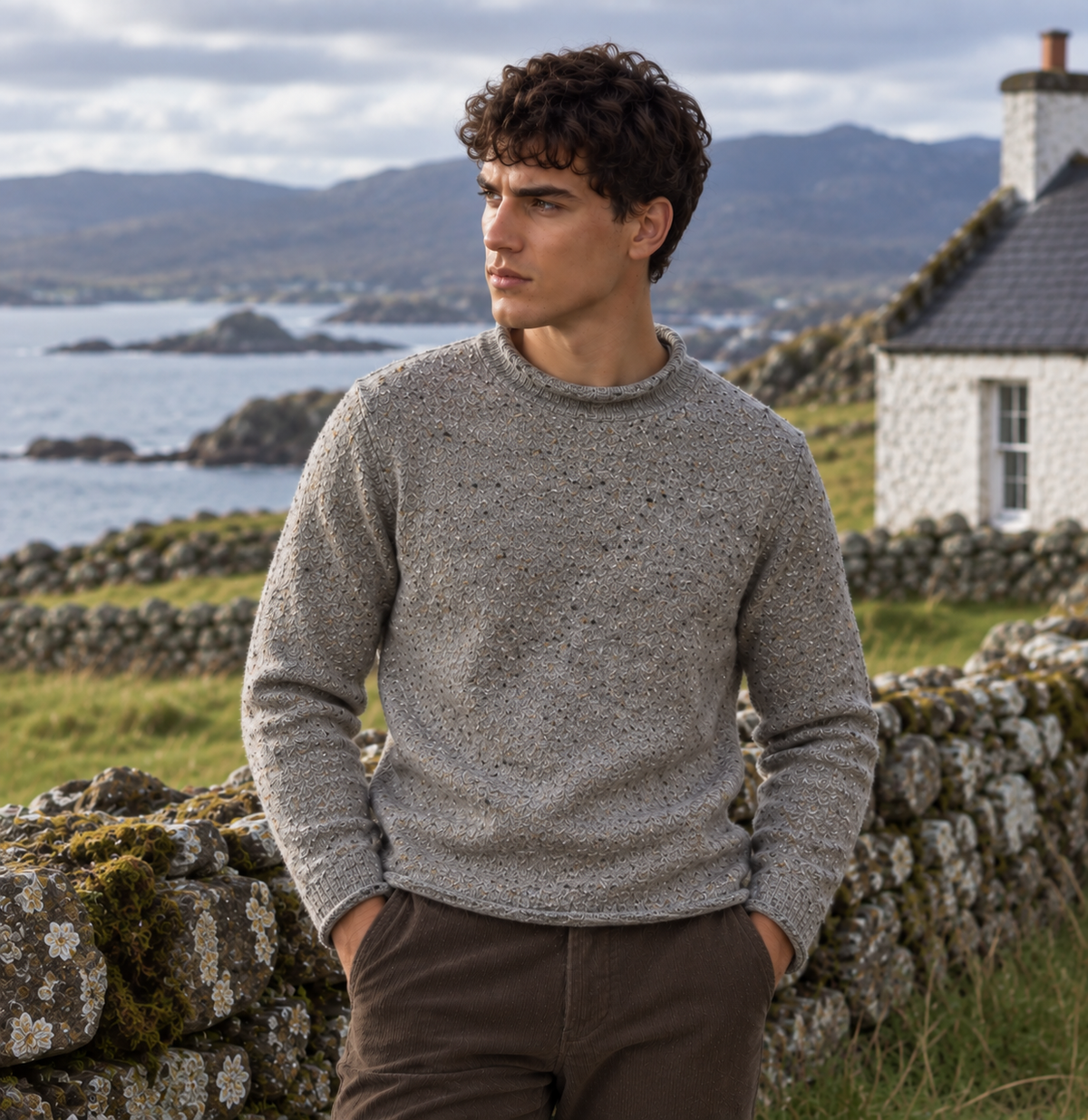 Maglione Uomo Girocollo In Pura Lana Merino - Donegal Melange