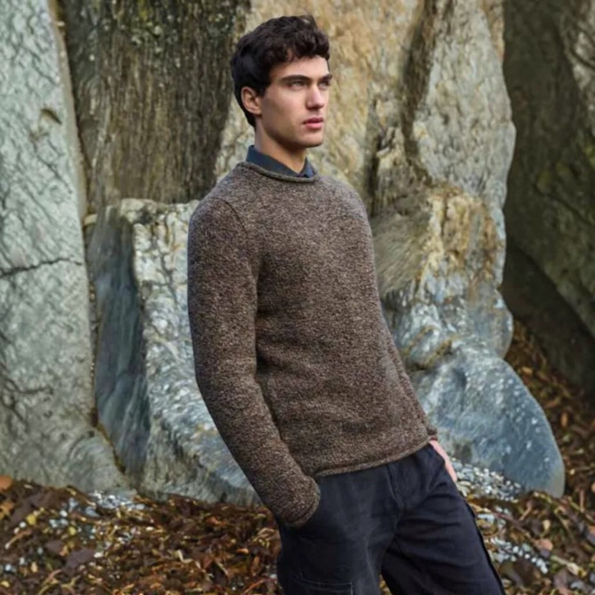 Maglione Uomo Girocollo In Lana e Alpaca - Donegal Melange