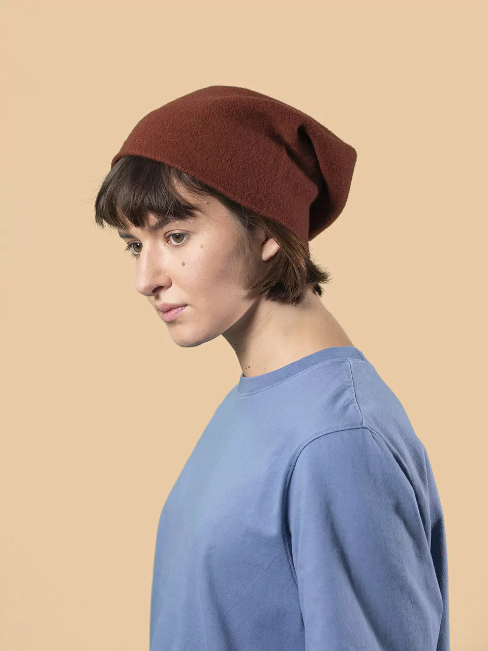 Berretto Beanie In Panno Di Lana "Nero" Kopka