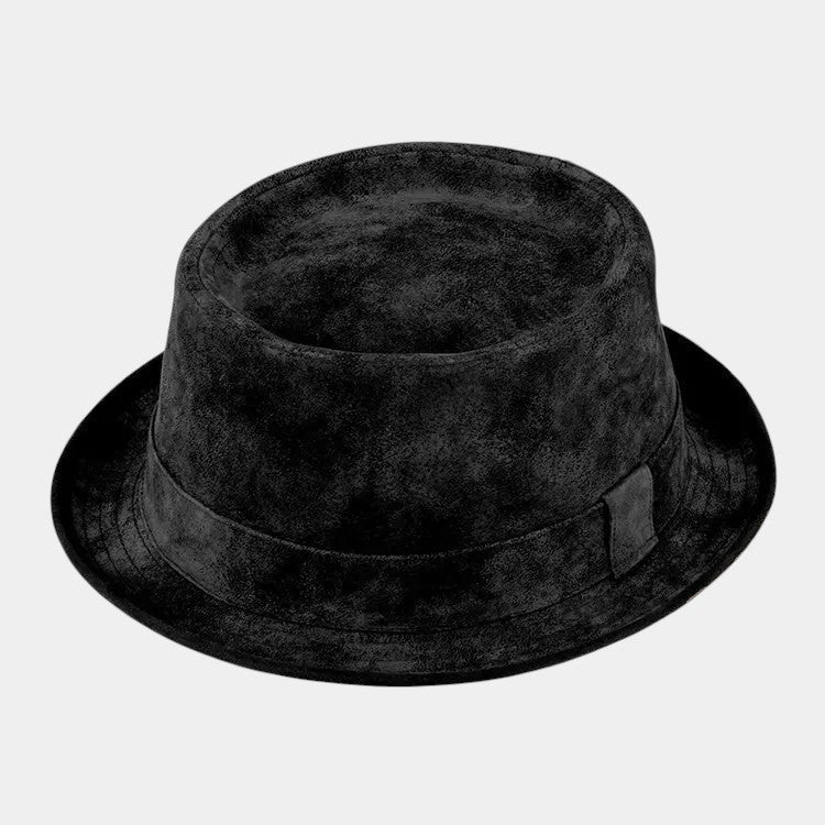 Cappello Pork Pie In Pelle Vintage