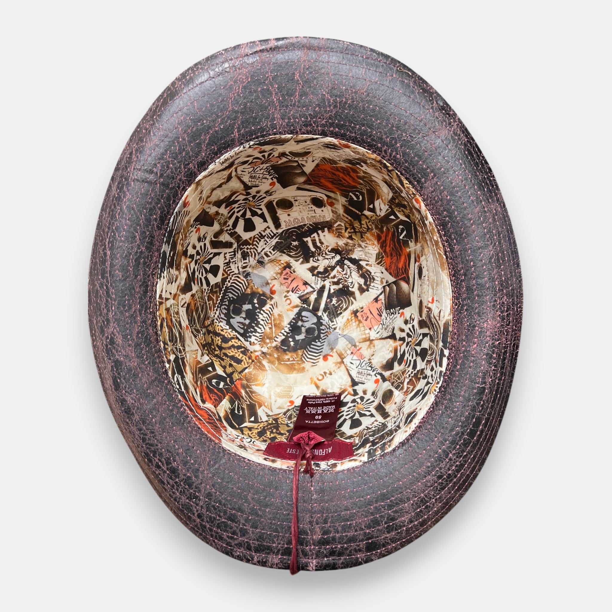 Bombetta in Tweed di Lana Con Dettagli in Pelle Alfonso D'Este - Cappelleria Bacca