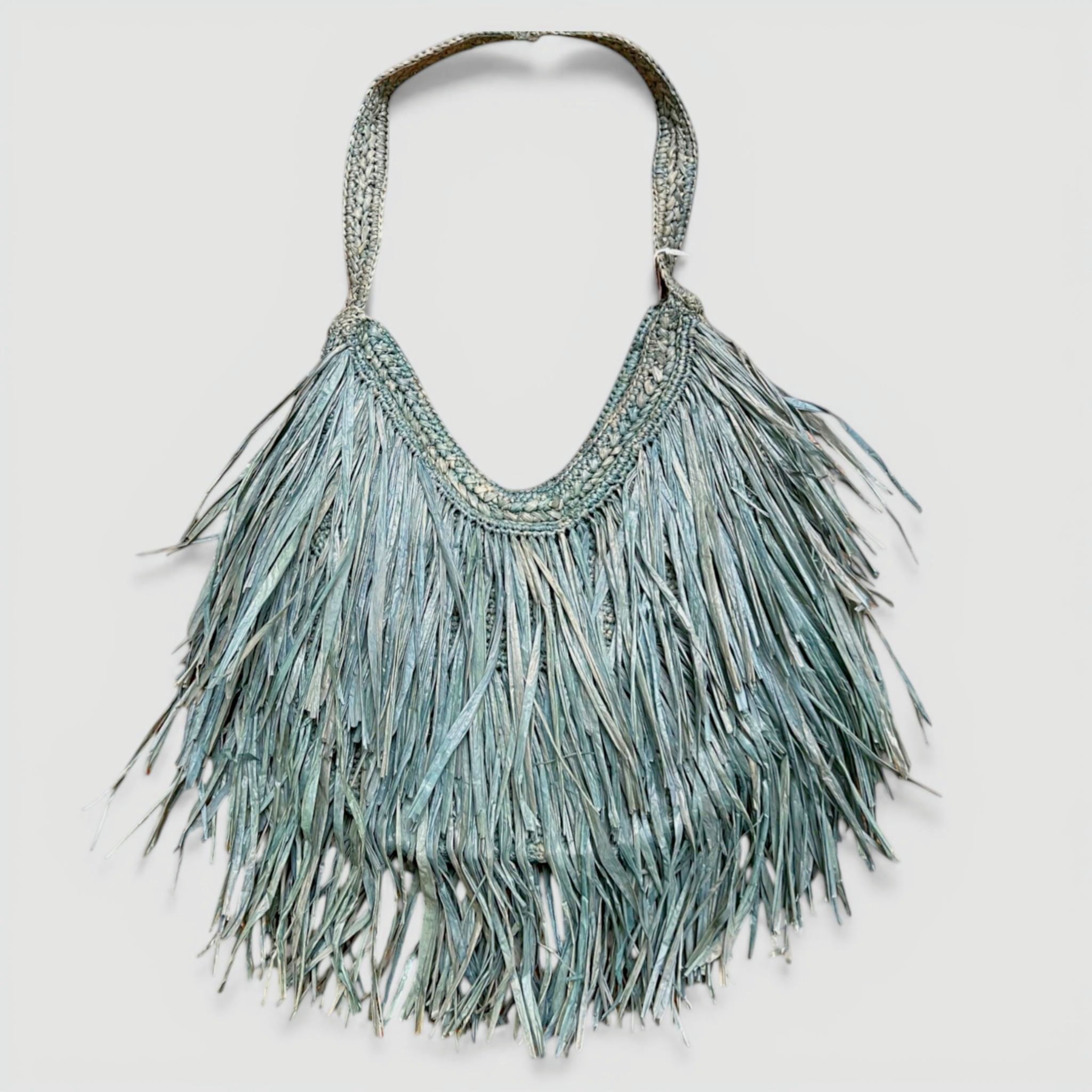 Borsa in Raffia Crochet con Frange