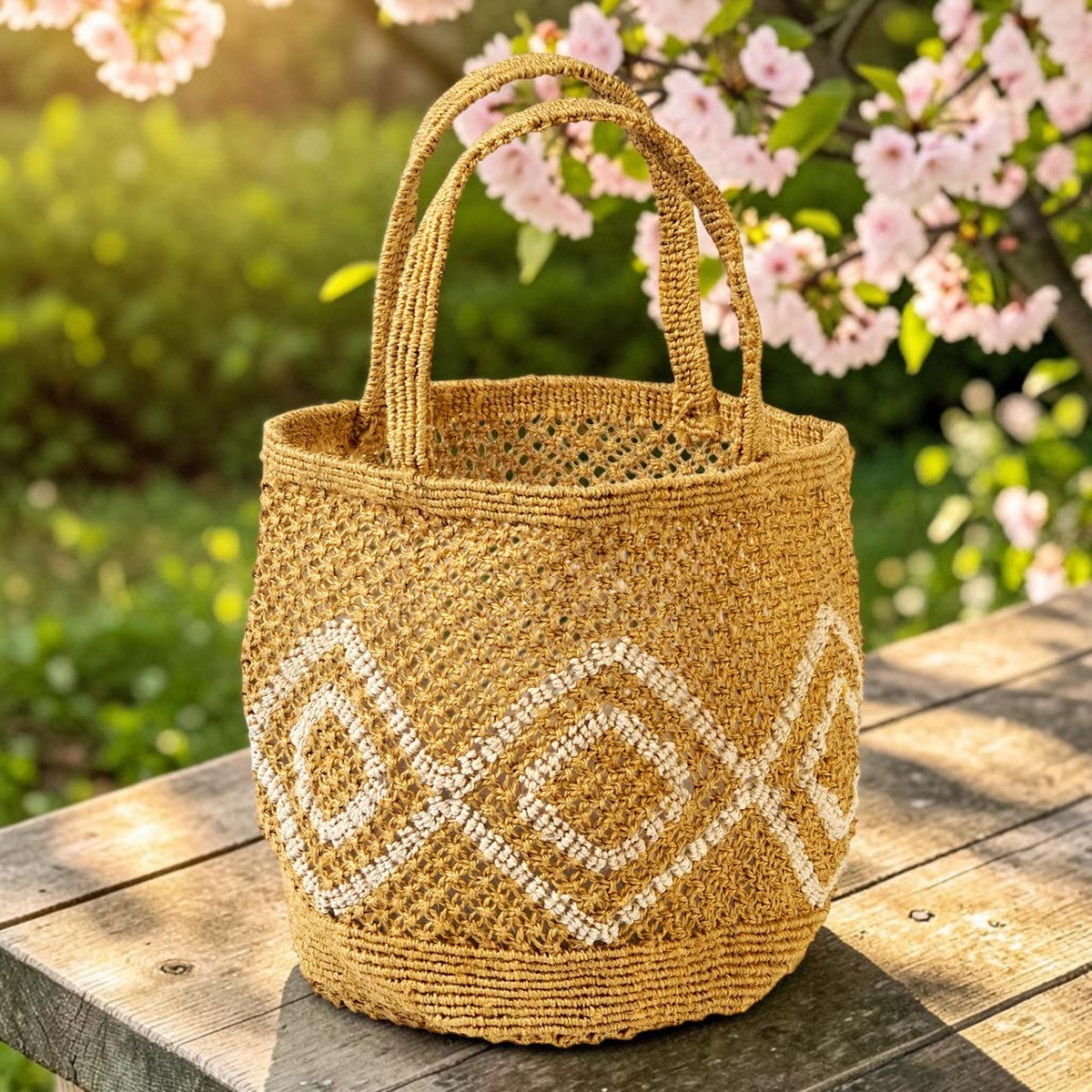 Handgemachte Makramee-Jutetaschen